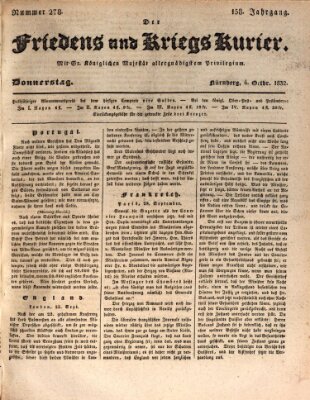 Der Friedens- u. Kriegs-Kurier (Nürnberger Friedens- und Kriegs-Kurier) Donnerstag 4. Oktober 1832