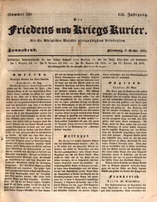 Der Friedens- u. Kriegs-Kurier (Nürnberger Friedens- und Kriegs-Kurier) Samstag 6. Oktober 1832