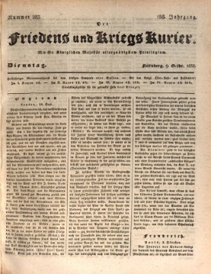 Der Friedens- u. Kriegs-Kurier (Nürnberger Friedens- und Kriegs-Kurier) Dienstag 9. Oktober 1832