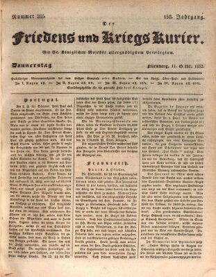 Der Friedens- u. Kriegs-Kurier (Nürnberger Friedens- und Kriegs-Kurier) Donnerstag 11. Oktober 1832