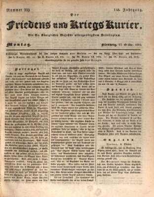 Der Friedens- u. Kriegs-Kurier (Nürnberger Friedens- und Kriegs-Kurier) Montag 15. Oktober 1832