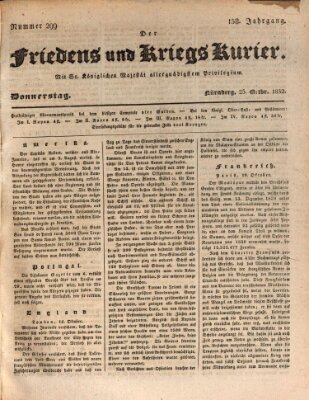 Der Friedens- u. Kriegs-Kurier (Nürnberger Friedens- und Kriegs-Kurier) Donnerstag 25. Oktober 1832