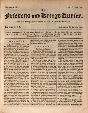 Der Friedens- u. Kriegs-Kurier (Nürnberger Friedens- und Kriegs-Kurier) Samstag 10. November 1832