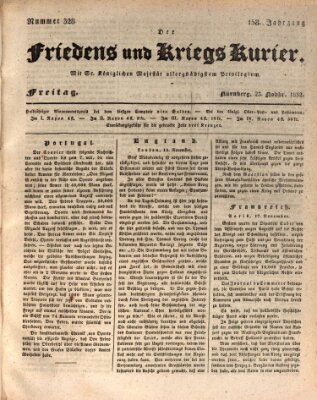 Der Friedens- u. Kriegs-Kurier (Nürnberger Friedens- und Kriegs-Kurier) Freitag 23. November 1832