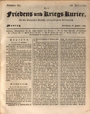 Der Friedens- u. Kriegs-Kurier (Nürnberger Friedens- und Kriegs-Kurier) Montag 26. November 1832