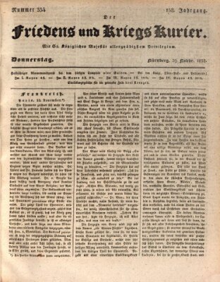 Der Friedens- u. Kriegs-Kurier (Nürnberger Friedens- und Kriegs-Kurier) Donnerstag 29. November 1832