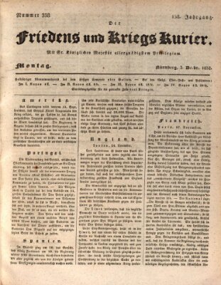 Der Friedens- u. Kriegs-Kurier (Nürnberger Friedens- und Kriegs-Kurier) Montag 3. Dezember 1832