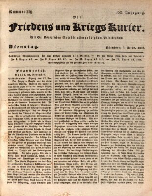 Der Friedens- u. Kriegs-Kurier (Nürnberger Friedens- und Kriegs-Kurier) Dienstag 4. Dezember 1832