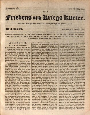 Der Friedens- u. Kriegs-Kurier (Nürnberger Friedens- und Kriegs-Kurier) Mittwoch 5. Dezember 1832