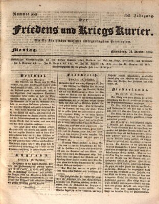 Der Friedens- u. Kriegs-Kurier (Nürnberger Friedens- und Kriegs-Kurier) Montag 24. Dezember 1832