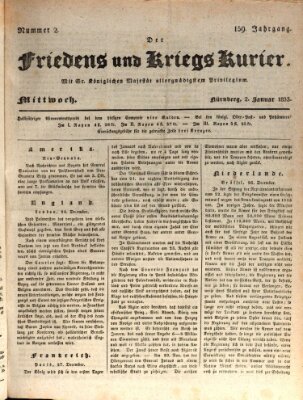 Der Friedens- u. Kriegs-Kurier (Nürnberger Friedens- und Kriegs-Kurier) Mittwoch 2. Januar 1833