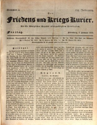 Der Friedens- u. Kriegs-Kurier (Nürnberger Friedens- und Kriegs-Kurier) Freitag 4. Januar 1833