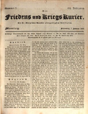 Der Friedens- u. Kriegs-Kurier (Nürnberger Friedens- und Kriegs-Kurier) Montag 7. Januar 1833