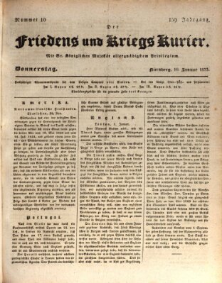 Der Friedens- u. Kriegs-Kurier (Nürnberger Friedens- und Kriegs-Kurier) Donnerstag 10. Januar 1833