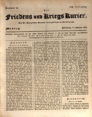 Der Friedens- u. Kriegs-Kurier (Nürnberger Friedens- und Kriegs-Kurier) Montag 14. Januar 1833