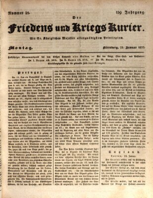 Der Friedens- u. Kriegs-Kurier (Nürnberger Friedens- und Kriegs-Kurier) Montag 21. Januar 1833