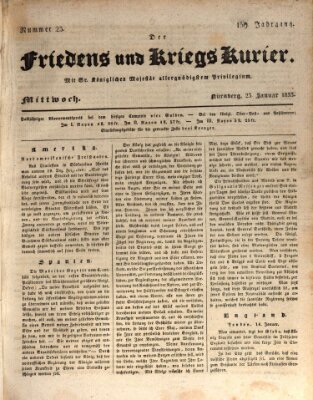 Der Friedens- u. Kriegs-Kurier (Nürnberger Friedens- und Kriegs-Kurier) Mittwoch 23. Januar 1833