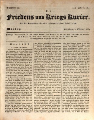 Der Friedens- u. Kriegs-Kurier (Nürnberger Friedens- und Kriegs-Kurier) Montag 4. Februar 1833