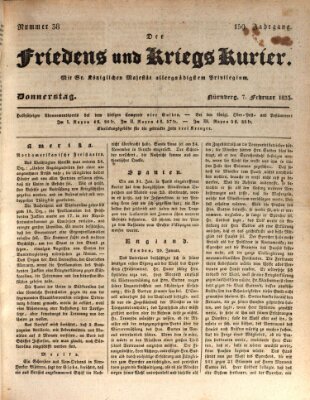 Der Friedens- u. Kriegs-Kurier (Nürnberger Friedens- und Kriegs-Kurier) Donnerstag 7. Februar 1833