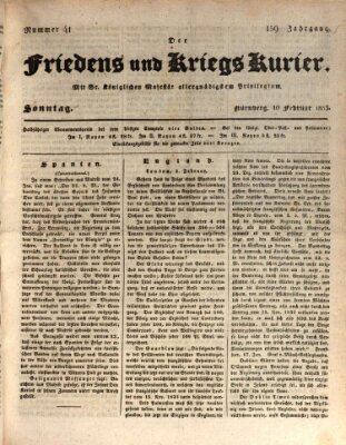 Der Friedens- u. Kriegs-Kurier (Nürnberger Friedens- und Kriegs-Kurier) Sonntag 10. Februar 1833