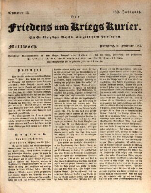 Der Friedens- u. Kriegs-Kurier (Nürnberger Friedens- und Kriegs-Kurier) Mittwoch 27. Februar 1833