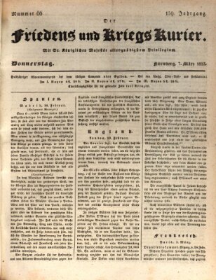 Der Friedens- u. Kriegs-Kurier (Nürnberger Friedens- und Kriegs-Kurier) Donnerstag 7. März 1833