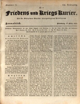 Der Friedens- u. Kriegs-Kurier (Nürnberger Friedens- und Kriegs-Kurier) Samstag 16. März 1833