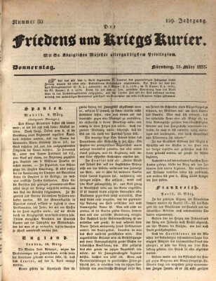 Der Friedens- u. Kriegs-Kurier (Nürnberger Friedens- und Kriegs-Kurier) Donnerstag 21. März 1833