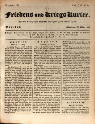 Der Friedens- u. Kriegs-Kurier (Nürnberger Friedens- und Kriegs-Kurier) Freitag 29. März 1833