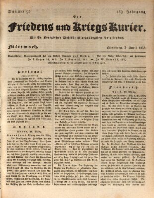 Der Friedens- u. Kriegs-Kurier (Nürnberger Friedens- und Kriegs-Kurier) Mittwoch 3. April 1833