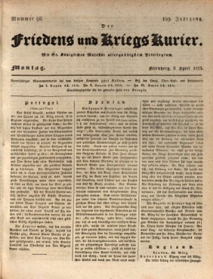 Der Friedens- u. Kriegs-Kurier (Nürnberger Friedens- und Kriegs-Kurier) Montag 8. April 1833