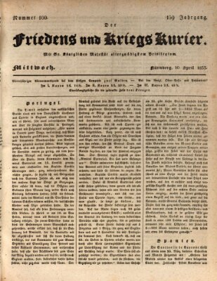 Der Friedens- u. Kriegs-Kurier (Nürnberger Friedens- und Kriegs-Kurier) Mittwoch 10. April 1833