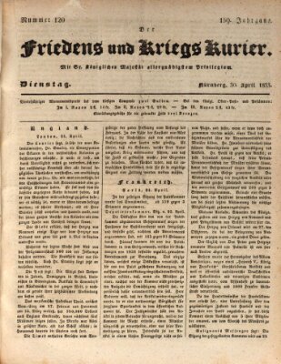 Der Friedens- u. Kriegs-Kurier (Nürnberger Friedens- und Kriegs-Kurier) Dienstag 30. April 1833