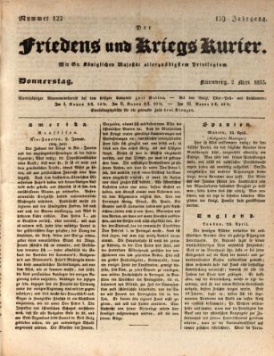 Der Friedens- u. Kriegs-Kurier (Nürnberger Friedens- und Kriegs-Kurier) Donnerstag 2. Mai 1833