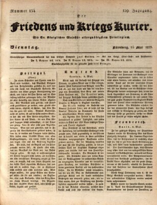 Der Friedens- u. Kriegs-Kurier (Nürnberger Friedens- und Kriegs-Kurier) Dienstag 14. Mai 1833