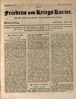 Der Friedens- u. Kriegs-Kurier (Nürnberger Friedens- und Kriegs-Kurier) Donnerstag 6. Juni 1833