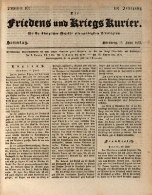 Der Friedens- u. Kriegs-Kurier (Nürnberger Friedens- und Kriegs-Kurier) Sonntag 16. Juni 1833