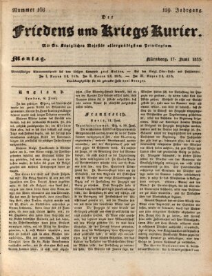 Der Friedens- u. Kriegs-Kurier (Nürnberger Friedens- und Kriegs-Kurier) Montag 17. Juni 1833