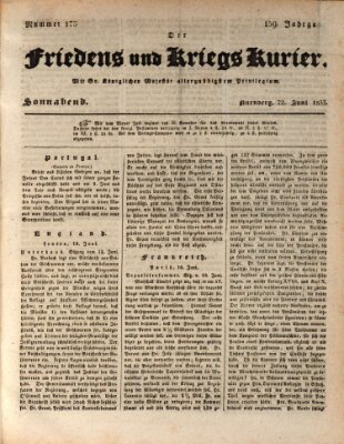 Der Friedens- u. Kriegs-Kurier (Nürnberger Friedens- und Kriegs-Kurier) Samstag 22. Juni 1833