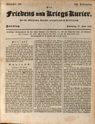 Der Friedens- u. Kriegs-Kurier (Nürnberger Friedens- und Kriegs-Kurier) Sonntag 30. Juni 1833