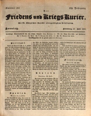 Der Friedens- u. Kriegs-Kurier (Nürnberger Friedens- und Kriegs-Kurier) Sonntag 21. Juli 1833