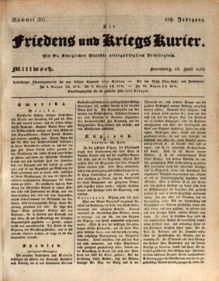 Der Friedens- u. Kriegs-Kurier (Nürnberger Friedens- und Kriegs-Kurier) Mittwoch 24. Juli 1833