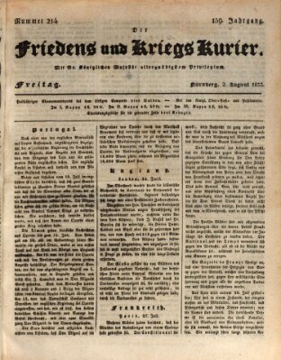 Der Friedens- u. Kriegs-Kurier (Nürnberger Friedens- und Kriegs-Kurier) Freitag 2. August 1833