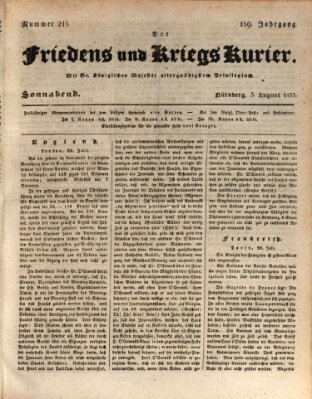 Der Friedens- u. Kriegs-Kurier (Nürnberger Friedens- und Kriegs-Kurier) Samstag 3. August 1833