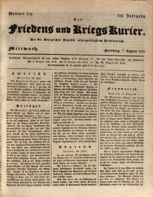 Der Friedens- u. Kriegs-Kurier (Nürnberger Friedens- und Kriegs-Kurier) Mittwoch 7. August 1833