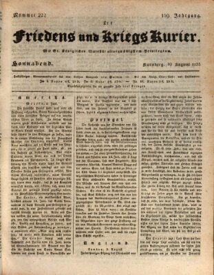 Der Friedens- u. Kriegs-Kurier (Nürnberger Friedens- und Kriegs-Kurier) Samstag 10. August 1833