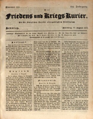 Der Friedens- u. Kriegs-Kurier (Nürnberger Friedens- und Kriegs-Kurier) Sonntag 11. August 1833