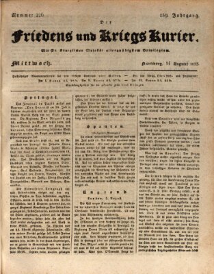 Der Friedens- u. Kriegs-Kurier (Nürnberger Friedens- und Kriegs-Kurier) Mittwoch 14. August 1833