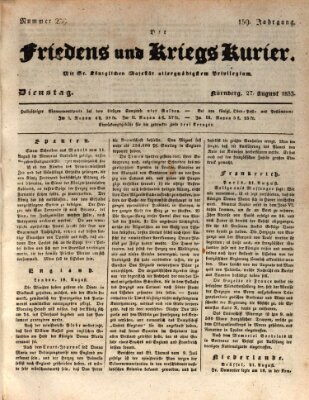 Der Friedens- u. Kriegs-Kurier (Nürnberger Friedens- und Kriegs-Kurier) Dienstag 27. August 1833