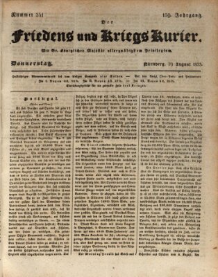 Der Friedens- u. Kriegs-Kurier (Nürnberger Friedens- und Kriegs-Kurier) Donnerstag 29. August 1833